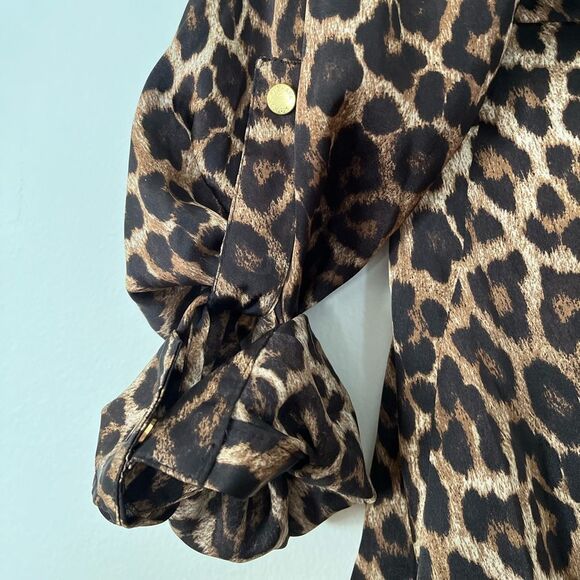 Michael Kors leopard print full zipper blouse/cardigan, excellent condition, S - Picture 5 of 11